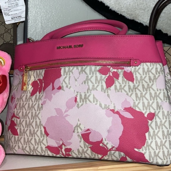 Michael Kors Pink Floral Shoulder Bag - Picture 1 of 5